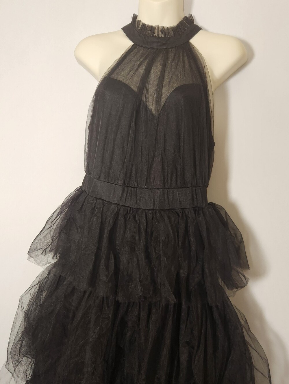 NWT Petal & Pup Francis Halter Neck Black chiffon Maxi dress $109 - Picture 7 of 9